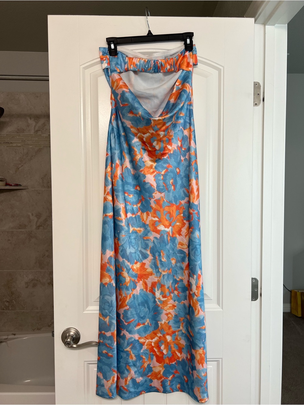 Hello Molly Blue & Orange Floral Strapless Maxi Dress - Picture 4 of 5